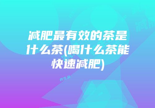 减肥最有效的茶是什么茶(喝什么茶能快速减肥)