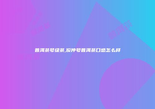 普洱茶号级茶,俊仲号普洱茶口感怎么样