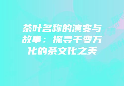 茶叶名称的演变与故事：探寻千变万化的茶文化之美