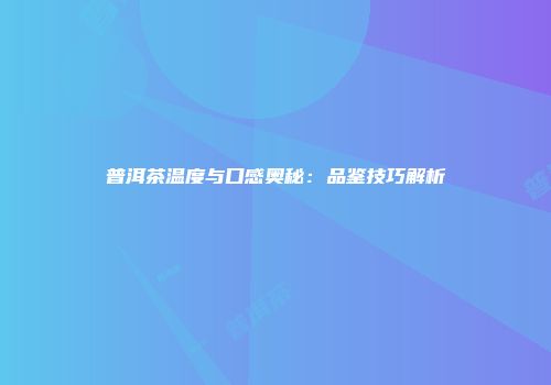 普洱茶温度与口感奥秘：品鉴技巧解析