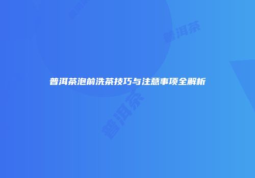 普洱茶泡前洗茶技巧与注意事项全解析