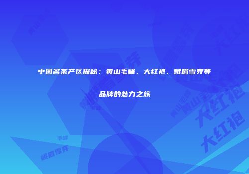 中国名茶产区探秘：黄山毛峰、大红袍、峨眉雪芽等品牌的魅力之旅