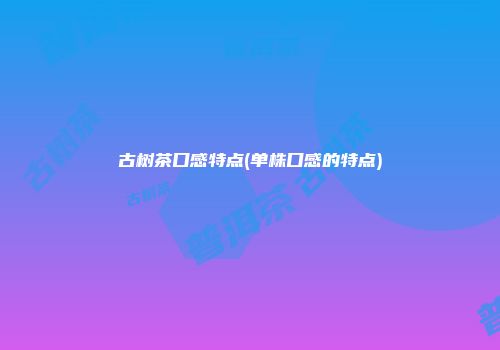 古树茶口感特点(单株口感的特点)