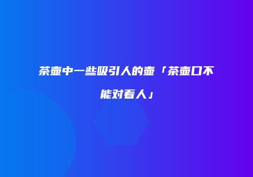 茶壶中一些吸引人的壶「茶壶口不能对着人」