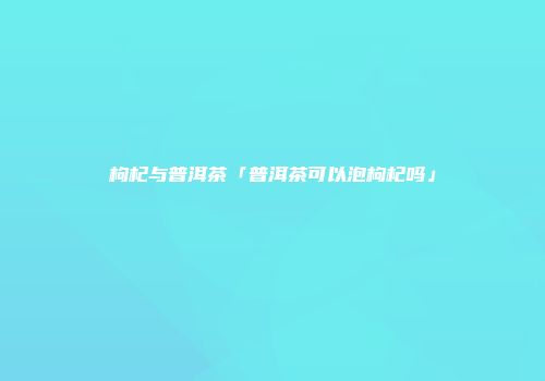 枸杞与普洱茶「普洱茶可以泡枸杞吗」
