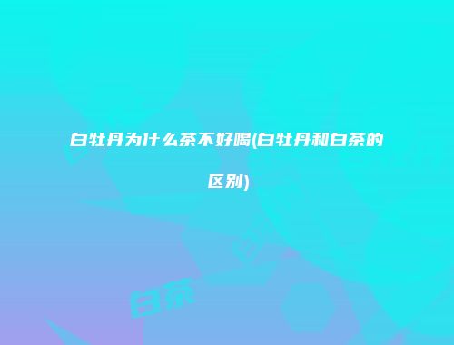 白牡丹为什么茶不好喝(白牡丹和白茶的区别)