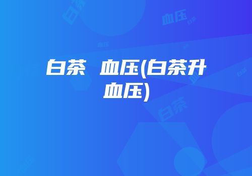 白茶 血压(白茶升血压)