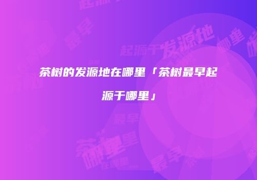 茶树的发源地在哪里「茶树最早起源于哪里」