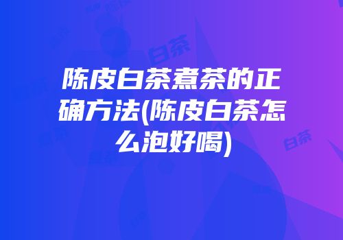 陈皮白茶煮茶的正确方法(陈皮白茶怎么泡好喝)