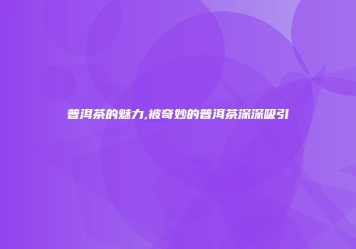普洱茶的魅力,被奇妙的普洱茶深深吸引