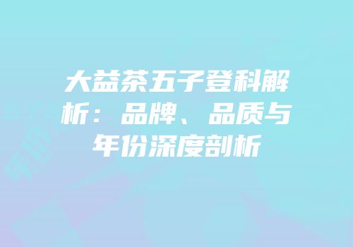 大益茶五子登科解析：品牌、品质与年份深度剖析