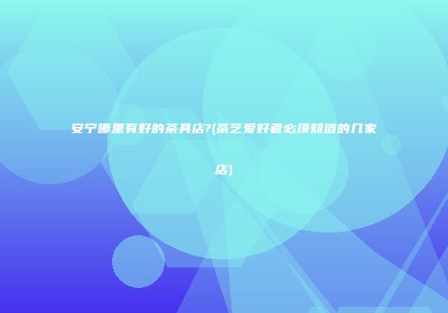 安宁哪里有好的茶具店?(茶艺爱好者必须知道的几家店)