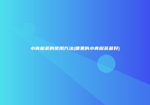 小青柑茶的使用方法(哪里的小青柑茶最好)