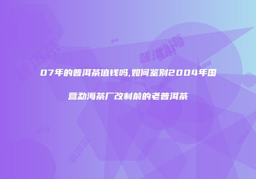 07年的普洱茶值钱吗,如何鉴别2004年国营勐海茶厂改制前的老普洱茶