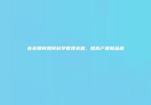 春茶期间如何科学管理茶园，提高产量和品质