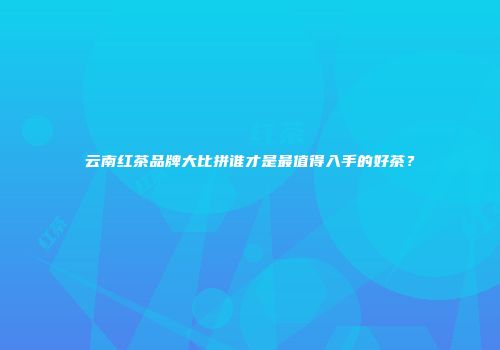 云南红茶品牌大比拼谁才是最值得入手的好茶？