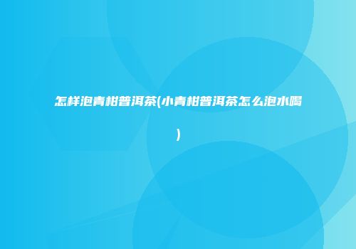 怎样泡青柑普洱茶(小青柑普洱茶怎么泡水喝)