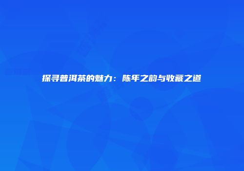 探寻普洱茶的魅力：陈年之韵与收藏之道