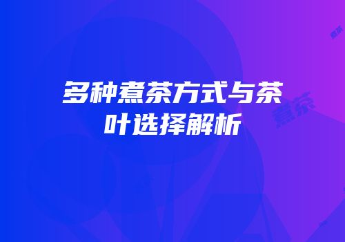 多种煮茶方式与茶叶选择解析