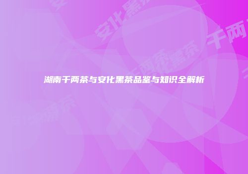 湖南千两茶与安化黑茶品鉴与知识全解析