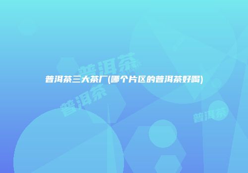 普洱茶三大茶厂(哪个片区的普洱茶好喝)