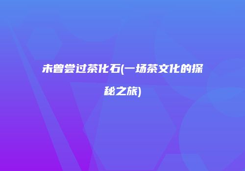 未曾尝过茶化石(一场茶文化的探秘之旅)