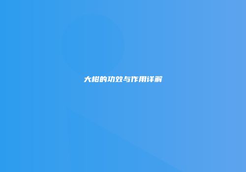 大柑的功效与作用详解