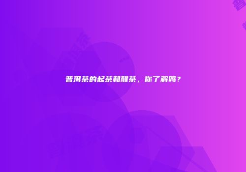 普洱茶的起茶和醒茶，你了解吗？