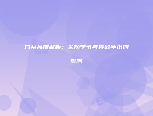 白茶品质解析：采摘季节与存放年份的影响