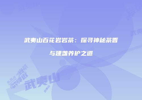武夷山百花岩岩茶：探寻神秘茶香与建盏养护之道