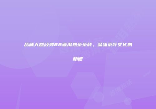 品味大益经典66普洱熟茶茶砖，品味茶叶文化的精髓