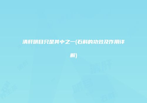 清肝明目只是其中之一(石斛的功效及作用详解)