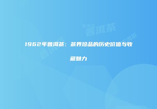 1962年普洱茶：茶界珍品的历史价值与收藏魅力