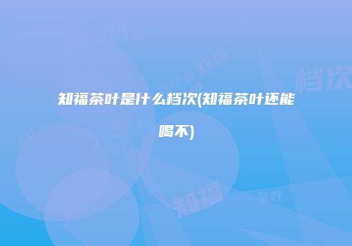 知福茶叶是什么档次(知福茶叶还能喝不)