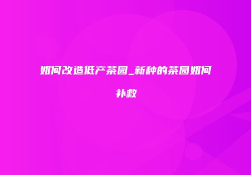 如何改造低产茶园_新种的茶园如何补救