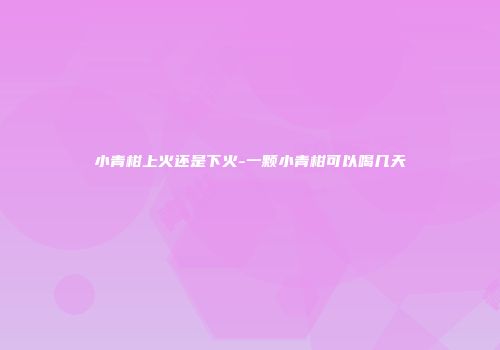 小青柑上火还是下火-一颗小青柑可以喝几天