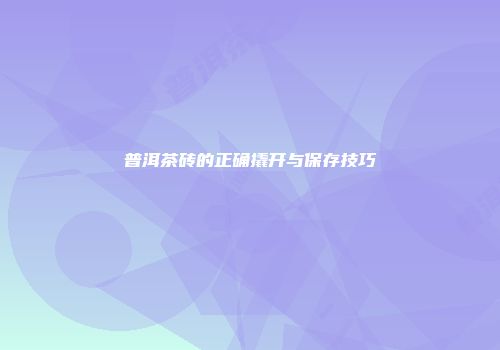 普洱茶砖的正确撬开与保存技巧