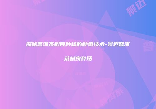 探秘普洱茶树良种场的种植技术-景迈普洱茶树良种场