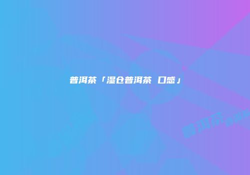 普洱茶「湿仓普洱茶 口感」