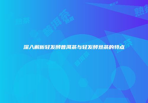 深入解析轻发酵普洱茶与轻发酵熟茶的特点