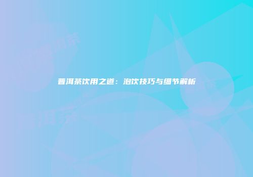 普洱茶饮用之道：泡饮技巧与细节解析