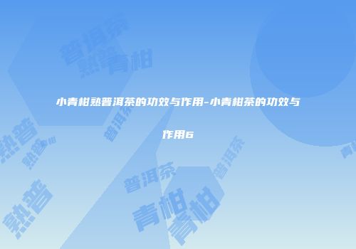 小青柑熟普洱茶的功效与作用-小青柑茶的功效与作用6
