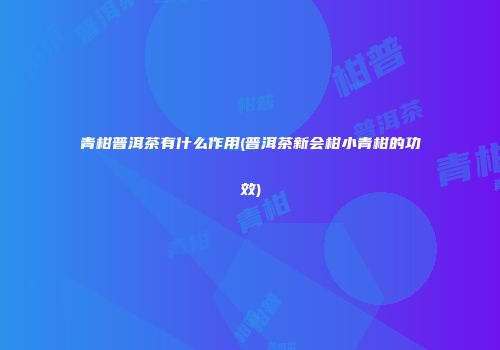 青柑普洱茶有什么作用(普洱茶新会柑小青柑的功效)
