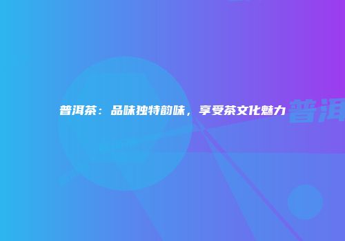 普洱茶：品味独特韵味，享受茶文化魅力