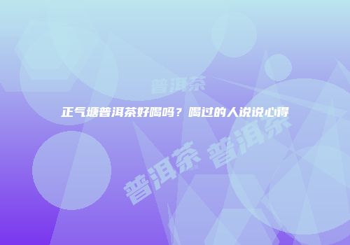 正气塘普洱茶好喝吗？喝过的人说说心得