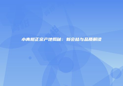 小青柑正宗产地揭秘：新会桔与品质解读