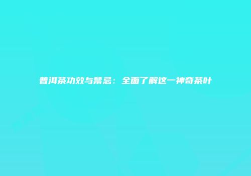 普洱茶功效与禁忌：全面了解这一神奇茶叶