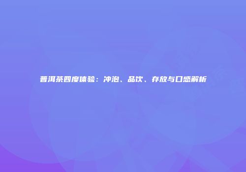 普洱茶四度体验：冲泡、品饮、存放与口感解析