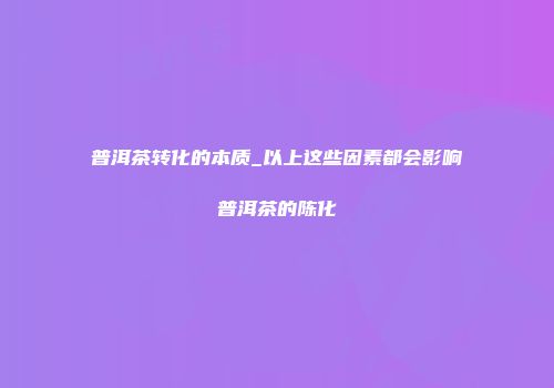 普洱茶转化的本质_以上这些因素都会影响普洱茶的陈化