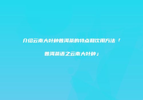 介绍云南大叶种普洱茶的特点和饮用方法「普洱茶语之云南大叶种」